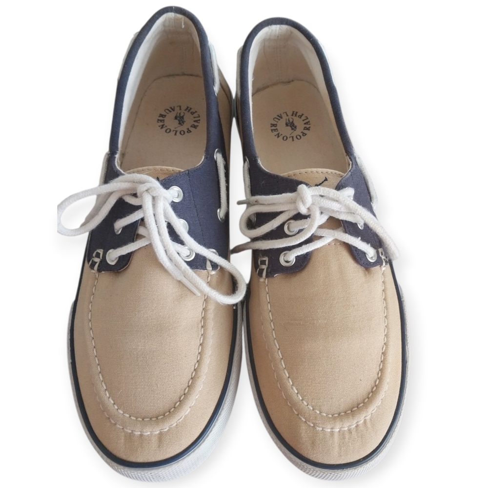 Polo Ralph Lauren Franz Boat Shoes Men's 10D Beige Navy